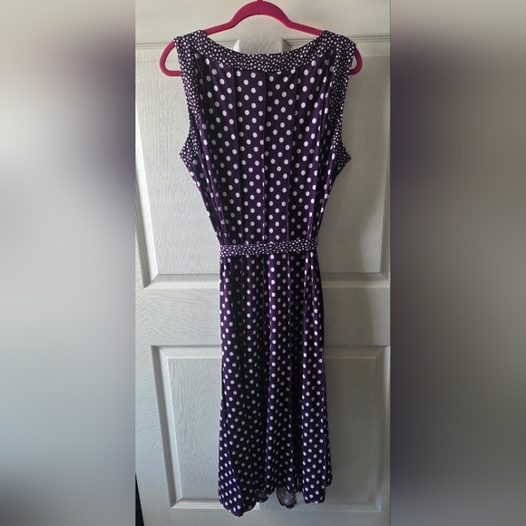 Perceptions Purple Dress with White Polka Dots - Picture 4 of 4